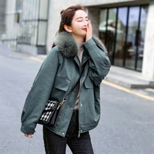 墨绿色（配高仿毛领）