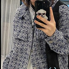 A89-P65潮情侣装小香风编织格子夹克衫男女韩版宽松复古外套，男装夹克，电商B323A
