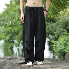 纯亚麻宽松弯刀裤休闲裤星座815-8610p100，男装休闲裤，星座815（原A203）