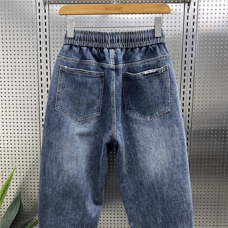 1506-1/KT12371/P51复古牛仔裤男弹力潮牌胖子大码松紧腰宽松休闲,男装牛仔裤,星座1506-1