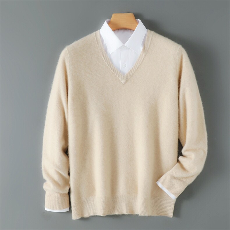 2025年秋季新款V领针织男士羊毛衫时尚休闲通勤百搭，男装羊毛衫，雪贝坊二店
