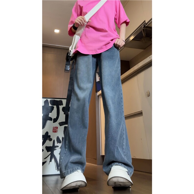 星空纹直筒牛仔裤男美式vibe高街痞帅休闲裤青少年显高显瘦微喇裤,男装牛仔裤,电商B315
