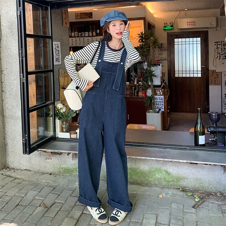 美式慵懒风超好看雪花牛仔背带裤女春秋2025新款洋气减龄宽松套装,女装套装/套裙,浙宝212A