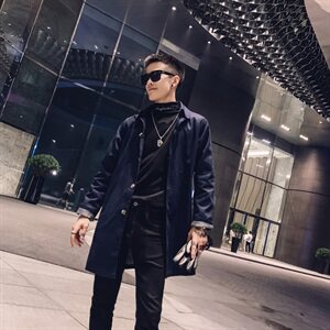 社会风秋装修身中长款单排扣风衣夹克外套B297-1937-P115控148,男装风衣,电商B297