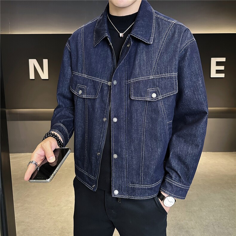 秋季2025新款牛仔夹克外套男翻领潮牌男装上衣A313-99051-P155,男装工装外套,电商A313