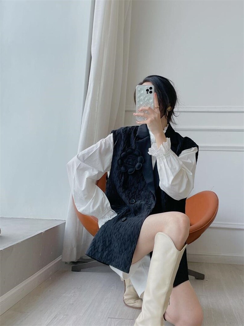 定制马甲定制面料S-M黑咖两色，女装马夹，尚映