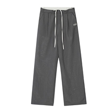 美式复古拼接条纹休闲裤男女宽松情侣阔腿裤长裤LB3766-p50，男装休闲裤，星座1008