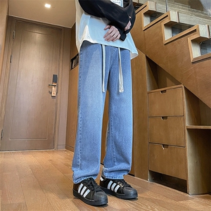 水洗直筒牛仔裤男女款宽松休闲百搭显瘦垂感潮牌长裤图片