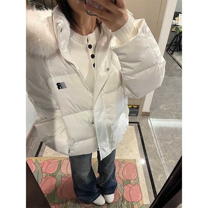 网图有货秋冬白色毛领连帽棉服外套男女宽松保暖棉袄A1136-P92,男装棉衣,星座1505