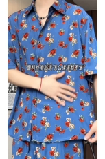 短袖衬衫男+短裤男套装男100%聚酯纤维M-5XL大码TZ78702P50控98，男装休闲套装，星座226-1