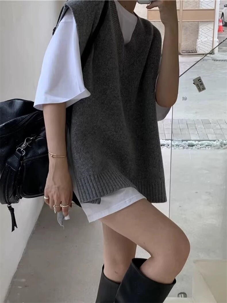 新款时尚宽松羊毛背心百搭显瘦适合各种场合,女装马甲,恩泰羊绒