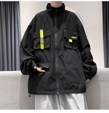 港风ins秋季大码口袋潮酷男工装外穿夹克上衣 JK80 P85 限118图片