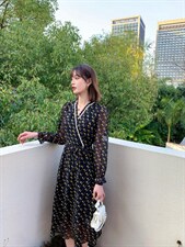 韩版时尚潮流优雅淑女气质甜美连衣裙，女装连衣裙，荷塘月色