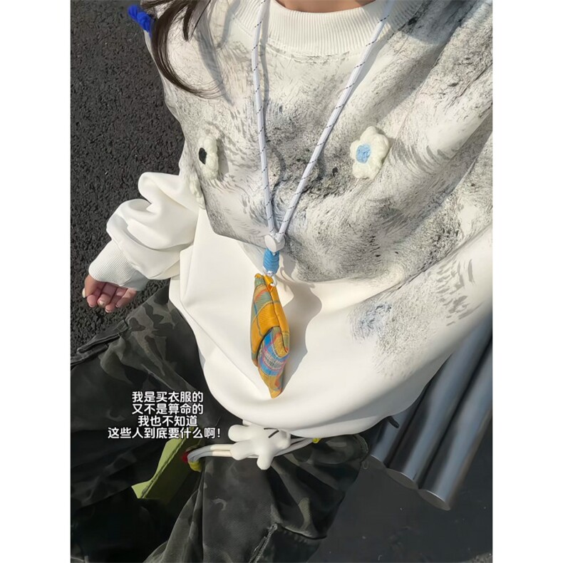 XZ809A/SYR40/P50/控78印花设计感小花圆领卫衣,男装卫衣,星座809A(原222-1)