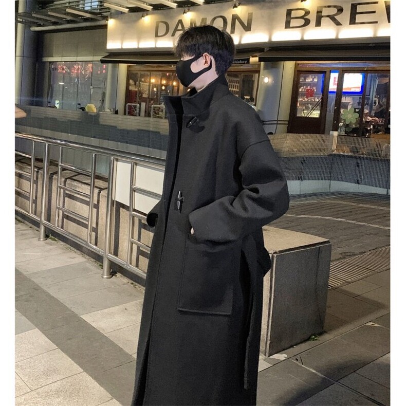 韩系牛角扣立领毛呢大衣男中长款秋冬英伦风衣外套812-F636-P128,男装风衣,星座812