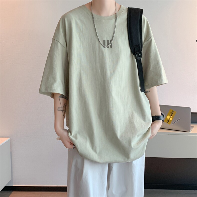 已注册/夏季内景复古浅灰圆领短袖T恤男潮宽松打底衫DT00104/P25,男装T恤,电商B316
