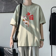 T2206P25港风室内潮印花男士中性宽松T恤港风T恤半袖男t体恤男，男装T恤，星座510A-1