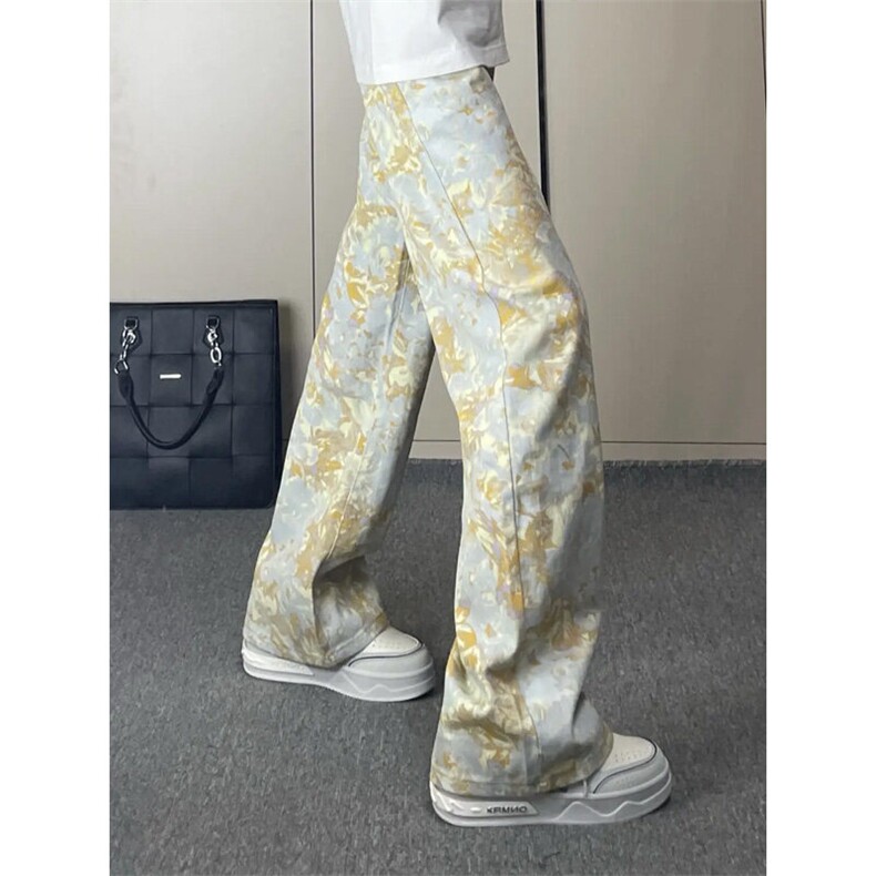 NZT41LL-特P43cleanfit美式复古提花牛仔裤男高街直筒裤,男装牛仔裤,星座1007（原301D）