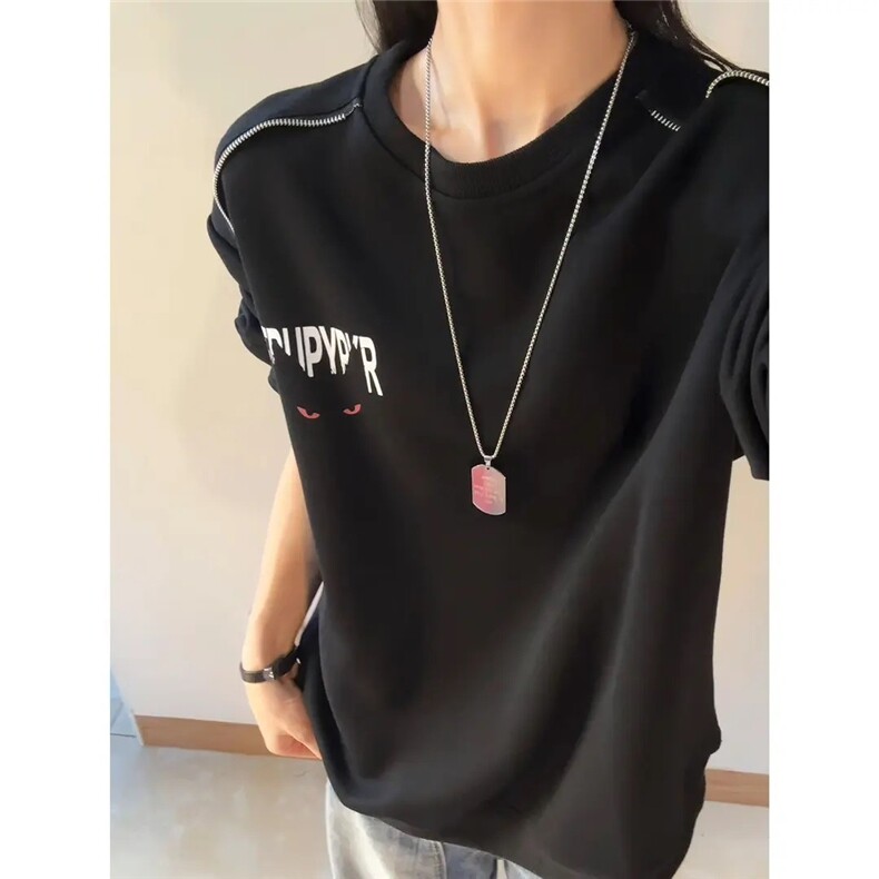 猫咪字母圆领卫衣男女同款秋季潮牌高街美式情侣上衣ZWY06,男装卫衣,星座208-5