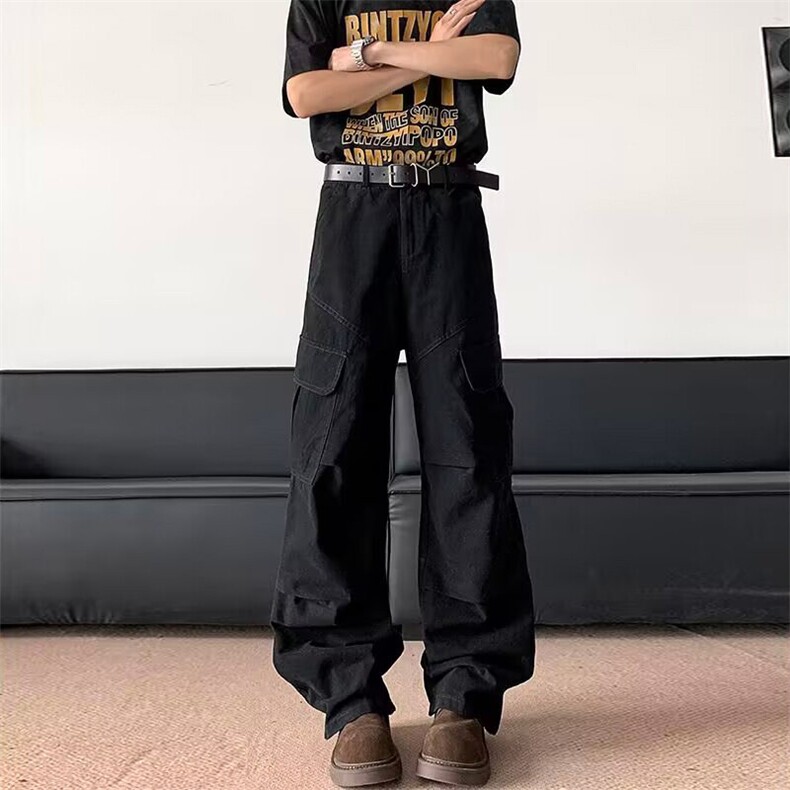 美式复古2025夏季新款机能工装裤男休闲阔腿裤子-A2135TP55控88图片