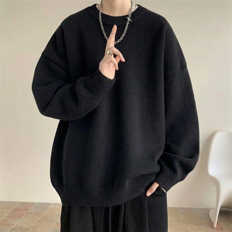 重磅秋冬男女纯色打底针织衫圆领套头半高领毛衣美式复古休闲上衣，男装T恤，电商A486