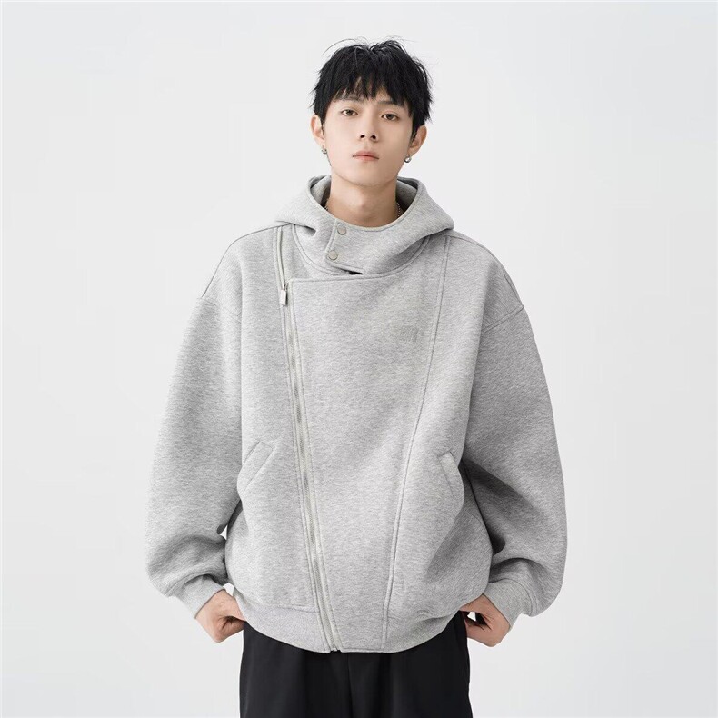 W9344-P63网图现货新款美式双拉链开衫连帽卫衣宽松百搭外套,男装卫衣,星座1608-2