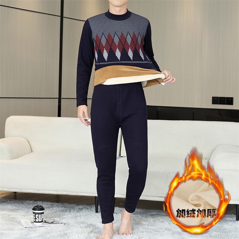 保暖内衣男士半高领秋衣秋裤加厚全身贴片套装TZ880-27-P80,男装棉衣,星座310B-3