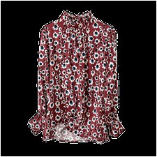 玖伊兰荷叶领中袖印花真丝上衣女2026夏季新款真丝洋气碎花小衫，女装衬衫，阿舍尔精品