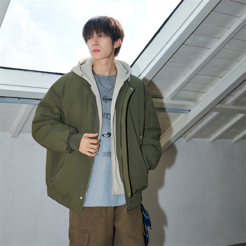 !潮流冬季连帽拉链加绒加厚棉衣情侣撞色棉服外套MY5567-P78,男装棉衣,星座610B-1