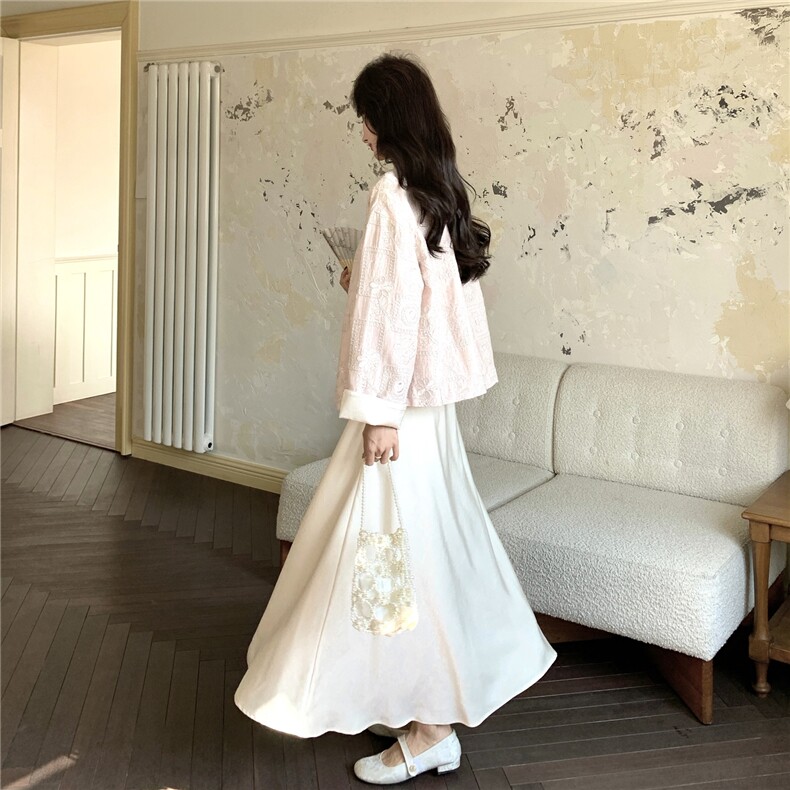 现货在店粉色刺绣新中式风+背心长裙2C206-L766-P195-K318,女装套装/套裙,2C206