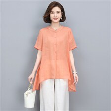 2023夏季新款简约时尚休闲舒适纯苎麻刺绣开衫上衣，女装衬衫，独衣靓