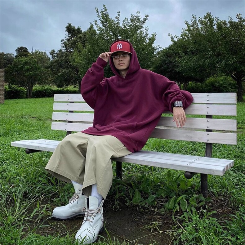 抖音得物高品质二开 25年秋冬重磅曼巴棉美式宽松连帽纯色卫衣Y99图片