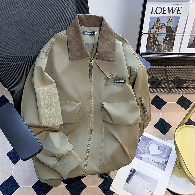 美式复古工装棒球服外套男女春秋潮牌日系宽松情侣猎装飞行员夹克,男装夹克,星座601-2