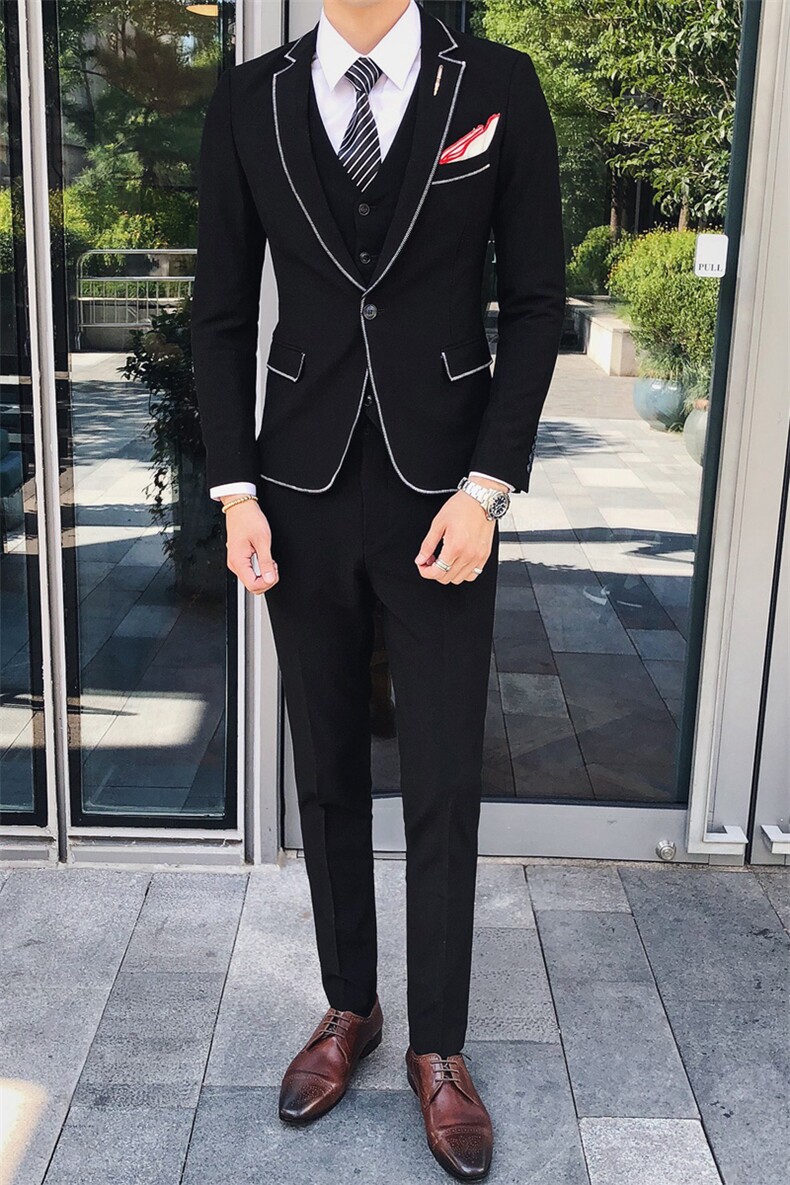 秋冬款缝边工艺西服套装三件套男西装外套A470-TZ95,男装西服套装,电商A207
