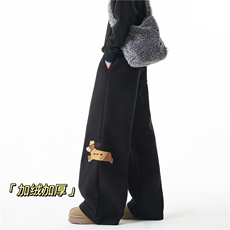 抖音品质美式休闲小狗刺绣设计加绒卫裤B315-K25928JR-特p45控88，男装休闲裤，电商B315