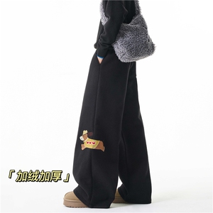 抖音品质美式休闲小狗刺绣设计加绒卫裤B315-K25928JR-特p45控88