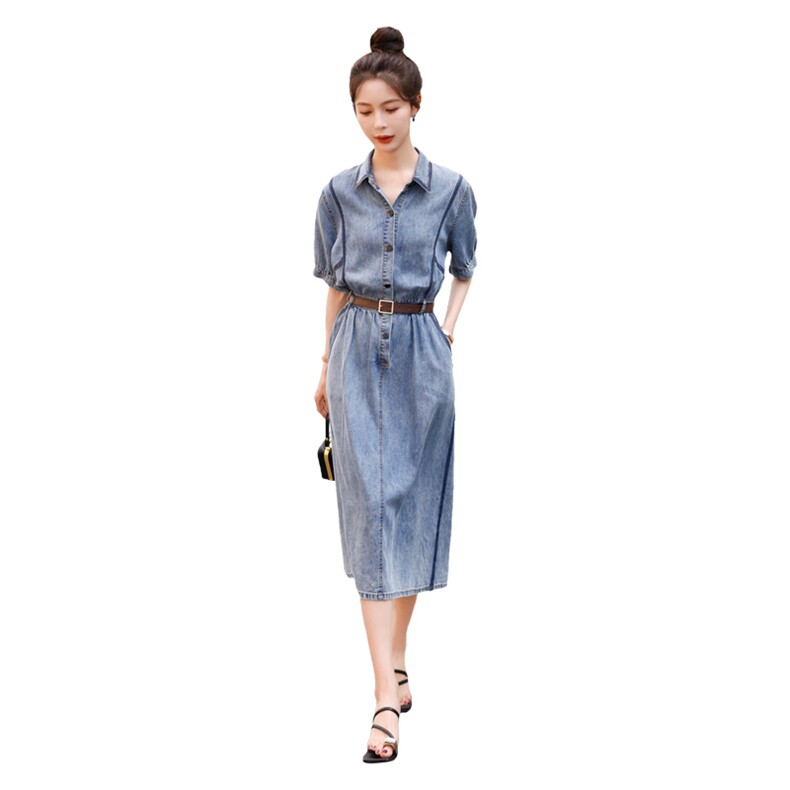2024夏季新款牛仔连衣裙显瘦修身时尚百搭,女装连衣裙,秋水欣儿