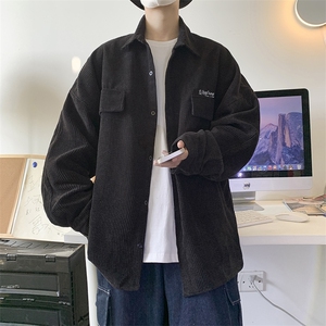 灯芯绒衬衫男长袖新款韩版高级感休闲外套百搭帅气衬衣 9025/P45图片