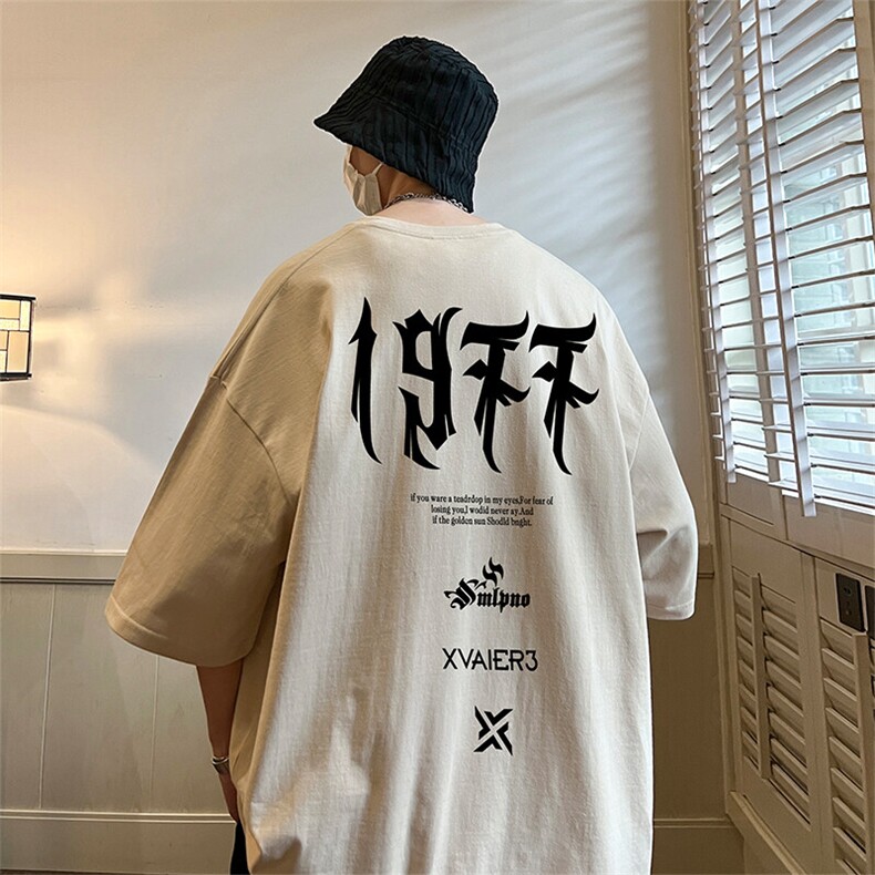 抖音得物二开现货220克夏装重磅美式高街宽松短袖t恤MT101,男装T恤,电商A486-1
