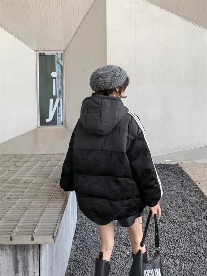 现货，拼接羽绒服卫衣，女装羽绒服，爱美欧