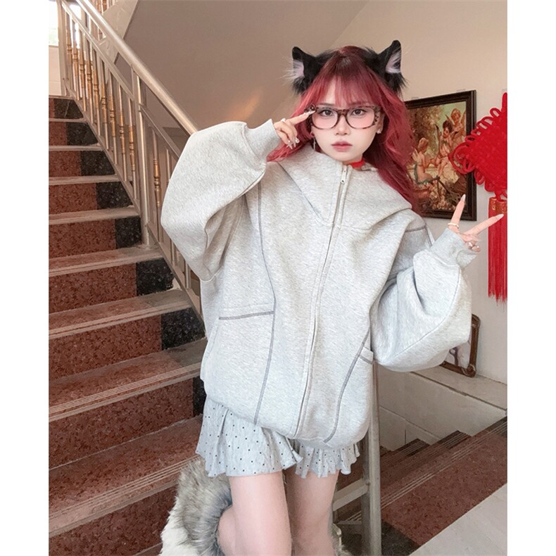 抖音得物高品质秋冬美式高街重磅结构辑明线纹理连帽卫衣外套W111,男装卫衣,电商A486