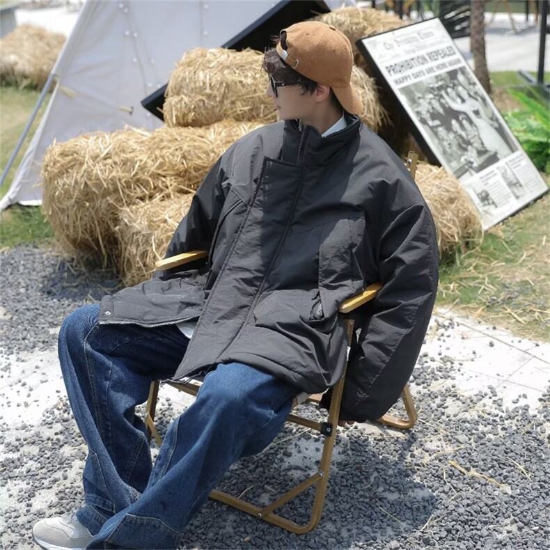 冬季日系简约ins复古高街宽松立领棉衣男女cityboy棉服W5654-P62,男装棉衣,星座512-2