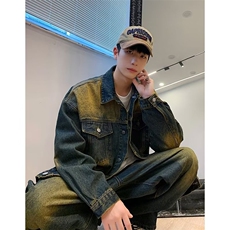 水洗渐变复古蓝牛仔男秋季新款美式潮牌牛仔衣JK2316-P66，男装工装外套，星座1109-3