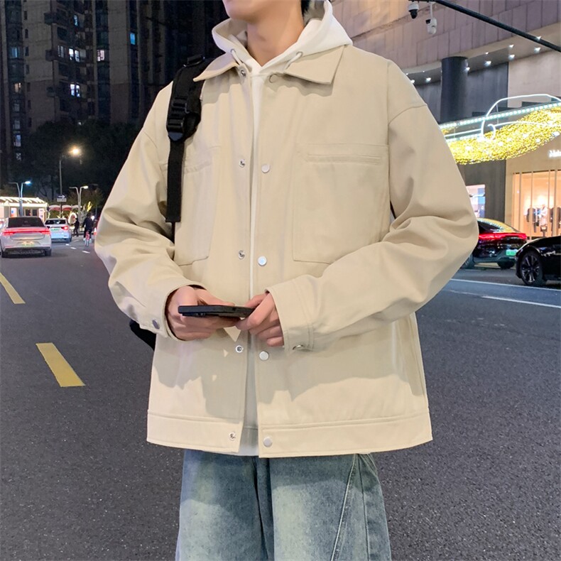 美式复古飞行员外套工装拼色设计感翻领夹克衫A406 JK3519 特P85图片