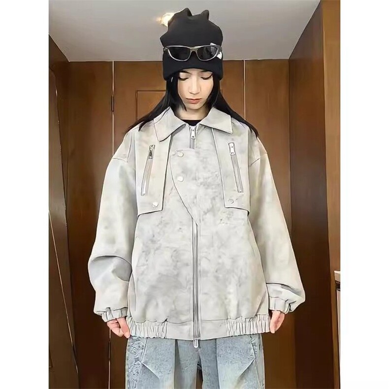 现货得物抖音品质皮夹克做旧复古情侣皮衣JK311P70,男装夹克,星座1904A