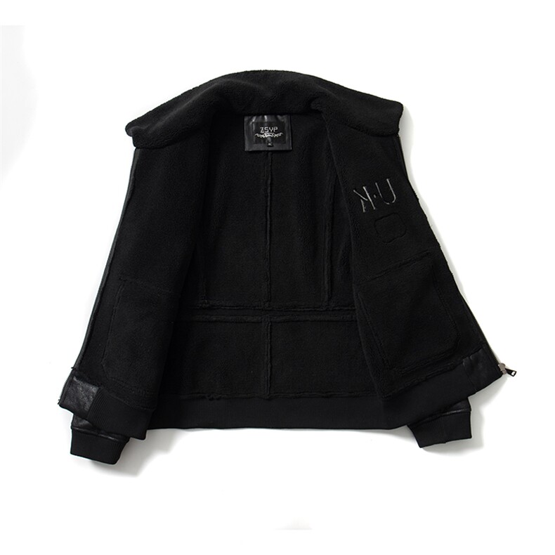 防麂皮绒机车服皮毛一体飞行服皮衣男外套保暖男士夹克F6000*,男装皮衣,电商D221(原钱塘6000)