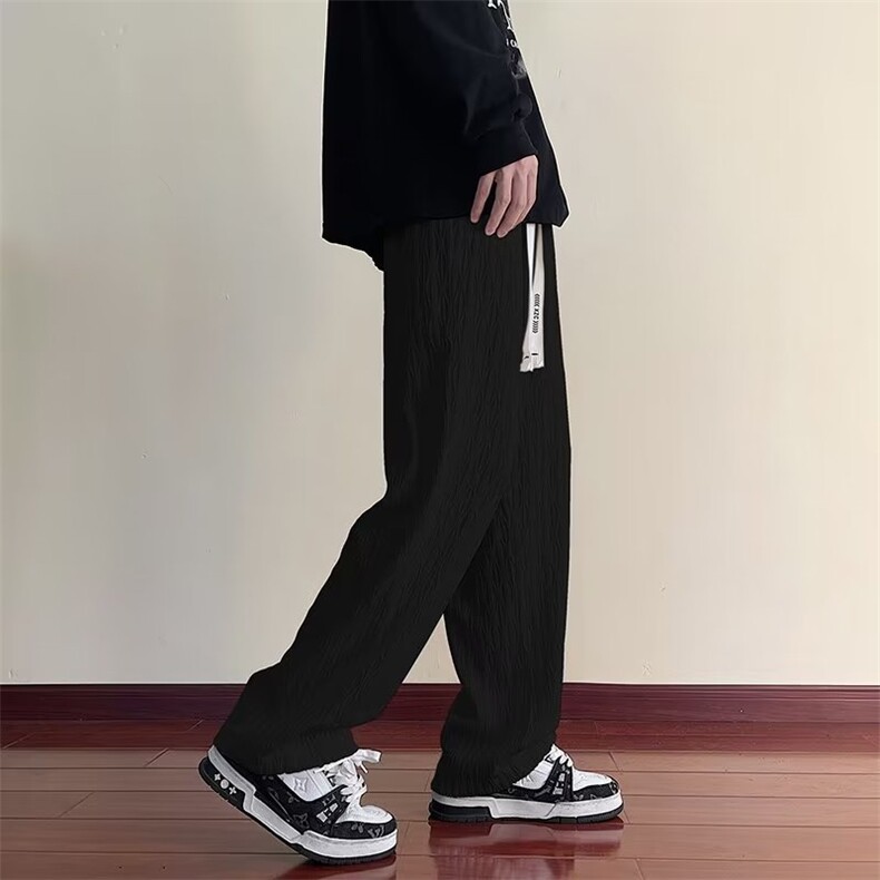 白色裤子慵懒坠感肌理感阔腿裤男大码直筒美式休闲长裤YK05-P40,男装休闲裤,星座1008