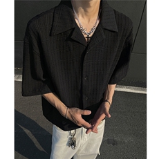 主推复古肌理感古巴领衬衫短袖衬衣冰丝上衣男H1070特P40，男装衬衫，电商A341