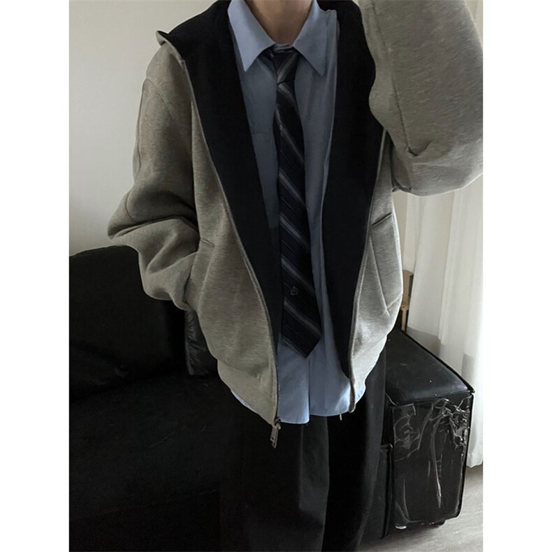 抖音得物高品质二开25秋冬美式重磅宽松结构双面连帽卫衣外套W68，男装卫衣，电商A486