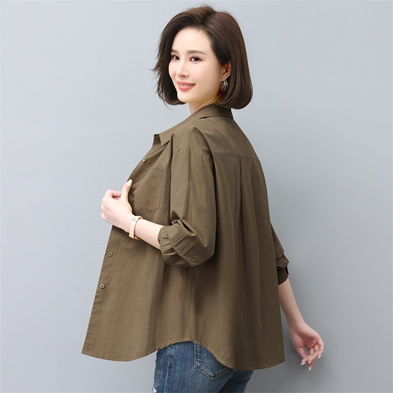 中老年妈妈装衬衫女宽松2025新款春秋洋气休闲衬衣女气质开衫上衣,女装衬衫,曼沙奕珂
